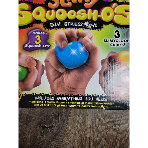 SQUOOSH-O'S DIY Stress Toys Jumbo Slimy Kids Make Your Own Craft Kit Lot of 3 - Picture 2 of 2